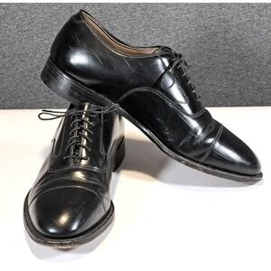 Johnston & Murphy Optima Mens 10.5 Black Leather Cap Toe Oxford Shoes USA Made